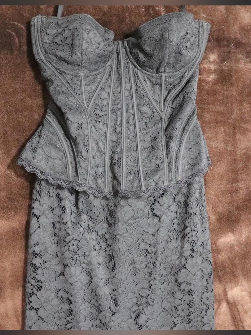 House of CB Black Strapless Corset Lace dress - Picture 4 of 6